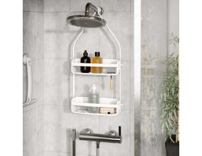 Support accessoires de douche 2 étagères Flex (Blanc)