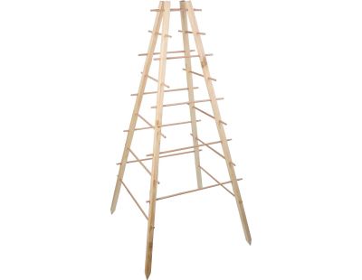 Support en bois de pin pour plantes 4 piquets (Pyramide)