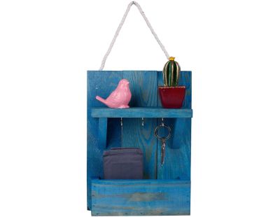 Support à clés en bois avec range courrier Holder (Bleu)