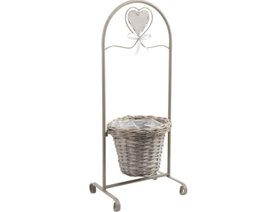 Support en métal + cache-pot en éclisse