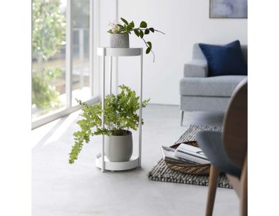 Support 2 niveaux pour plantes sur roulettes (Blanc)