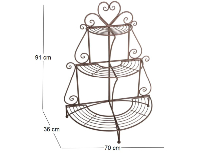 Support à plantes en fer 3 niveaux Arabesque