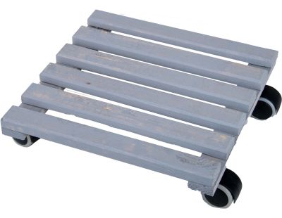 Support à roulettes en bois pour plantes d'intérieur (Carré - Gris)