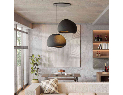 Suspension 2 abats jour Wabi Sabi Barecasts (Noir)