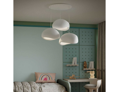 Suspension 3 abats jour Wabi Sabi Haze & Hues (Blanc)