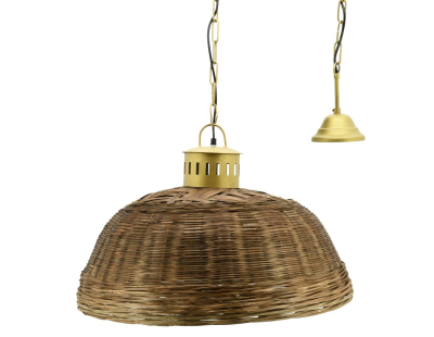 Suspension en bambou teinté et métal doré (Diamètre 60 cm)