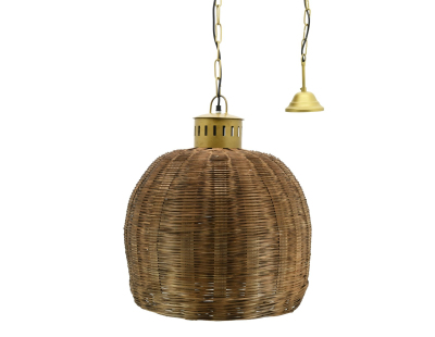 Suspension en bambou teinté et métal doré (Diamètre 43 cm)