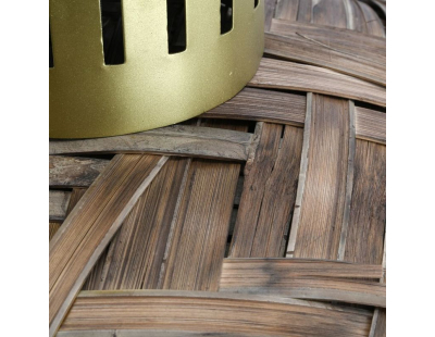 Suspension en bambou teinté et métal doré (Diamètre 70 cm)