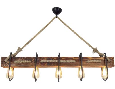 Suspension en bois et métal 4 ampoules Demir