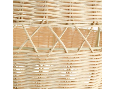 Suspension boule en rotin naturel ajouré et métal (Diamètre 26 cm)