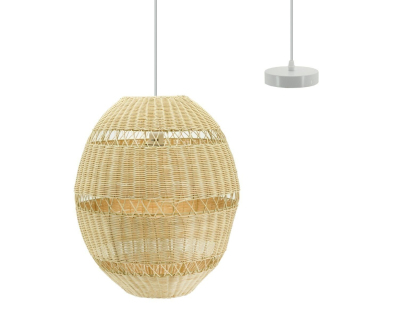 Suspension boule en rotin naturel ajouré et métal (Diamètre 42 cm)