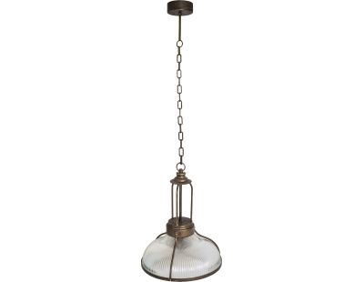 Suspension industrielle en fer et verre 31 x 42 cm