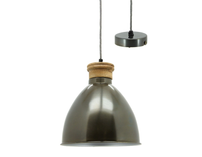 Suspension en métal et bois naturel sculpté (Gris bleu)