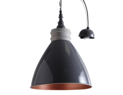 Suspension en métal laqué et bois (Gris foncé)