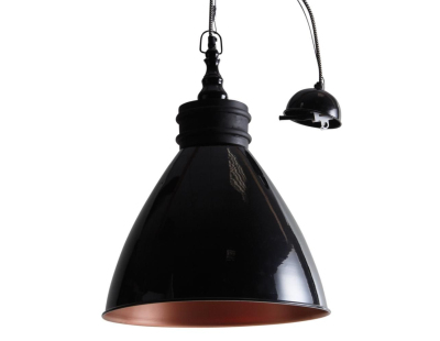 Suspension en métal laqué et bois (Noir)