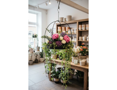 Suspension en métal laqué marron mat