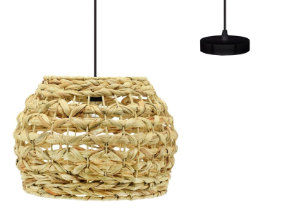 Suspension ronde en jacinthe naturelle et métal