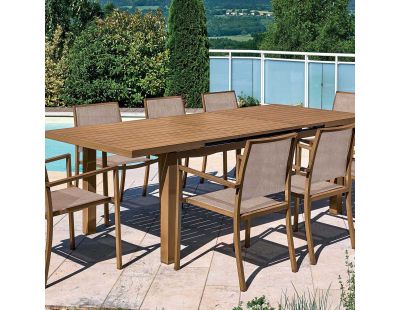 Table en aluminium extensible 8 à 10 personnes Santorin (Teck naturel)