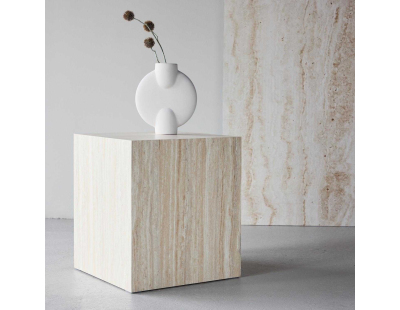 Table d'appoint en MDF effet travertine York 40 x 40 x 45 cm