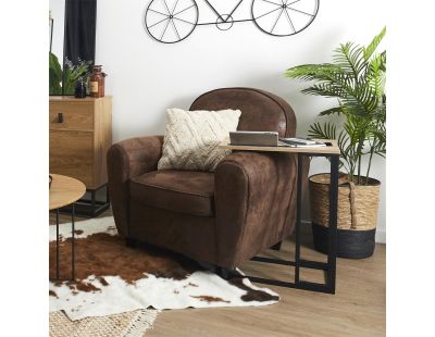 Table d'appoint en bois et métal avec support tablette