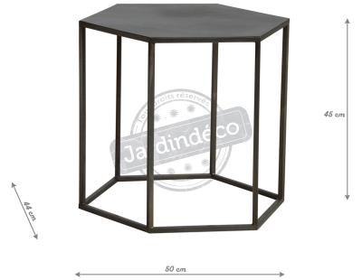 Table d'appoint hexagonale en métal