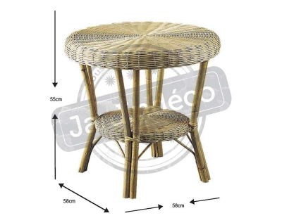Table d'appoint en manau et moelle de rotin naturelle