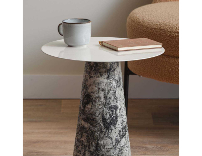 Table d'appoint en métal Mosaic Marble High (Blanc)