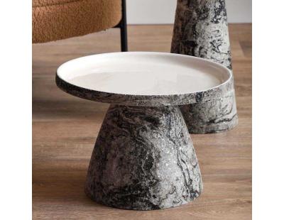 Table d'appoint en métal Mosaic Marble (Blanc)