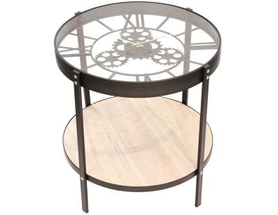 Table d'appoint en métal et bois horloge (50 cm)