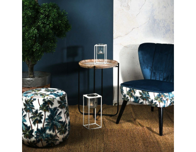 Table d'appoint en métal bois et rotin Origine