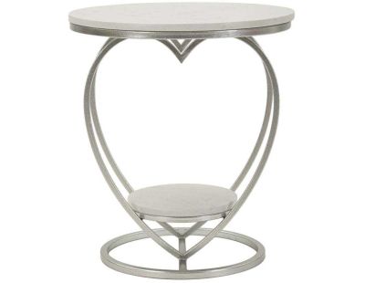 Table d'appoint en métal et marbre Heart 40 x 45.5 cm (Argenté et blanc)