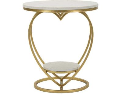 Table d'appoint en métal et marbre Heart 40 x 45.5 cm (Doré et blanc)