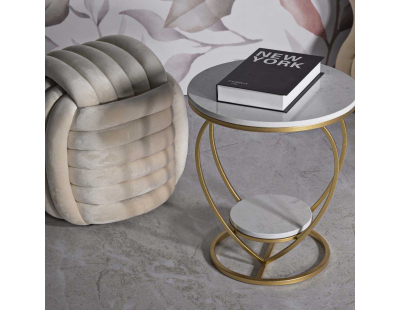 Table d'appoint en métal et marbre Heart 40 x 45.5 cm (Doré et blanc)