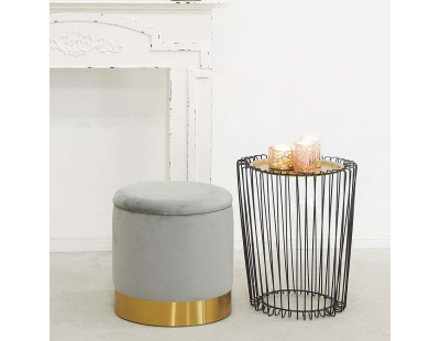 Table d'appoint en métal noir plateau finition dorée