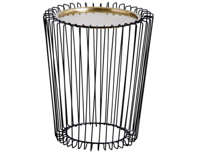 Table d'appoint en métal noir plateau finition dorée