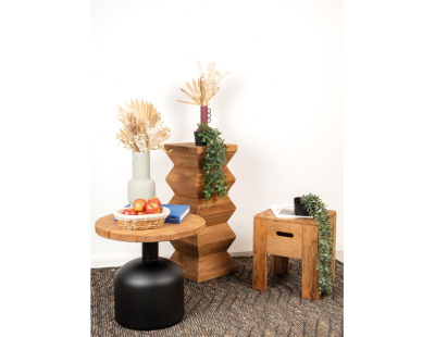 Table d'appoint en pin et pied en métal 