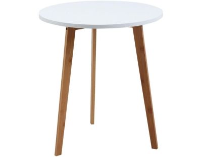 Table d'appoint ronde en bois et MDF laqué blanc