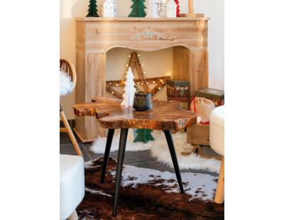 Table d'appoint en teck naturel et métal