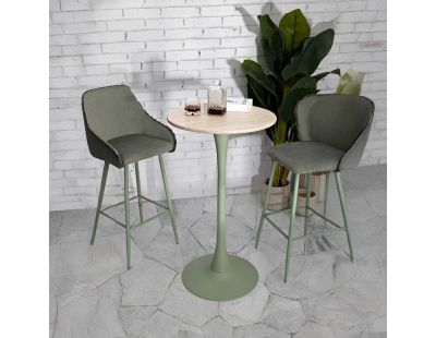 Table de bar en métal et MDF Alaska 60 x 106 cm (Vert et crème)