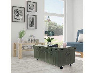 Table basse en acier sur roulettes Habitat 90 cm (Kaki)
