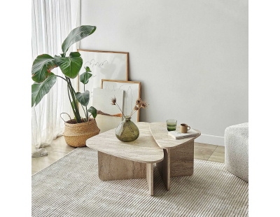 Table basse en aggloméré Ballare Set (Travertine)
