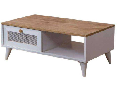 Table basse en aggloméré Calvin (Blanc et chêne)