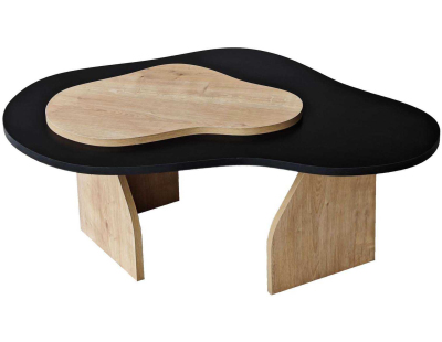Table basse en aggloméré Melted (Noir, Chêne)