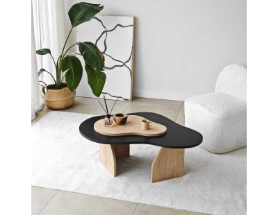 Table basse en aggloméré Melted (Noir, Chêne)