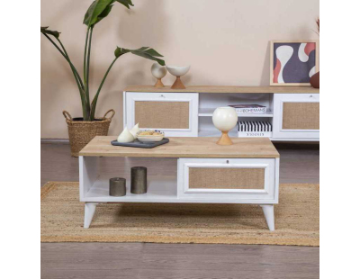 Table basse en aggloméré Mount (Blanc et chêne)