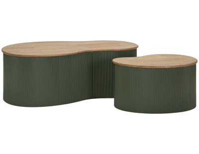 Table basse en bois d'hévéa Frankfurt (Set de 2) (Vert)