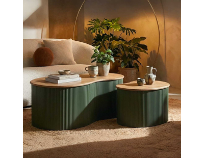 Table basse en bois d'hévéa Frankfurt (Set de 2) (Vert)
