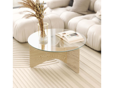 Table basse en bois et verre Madera