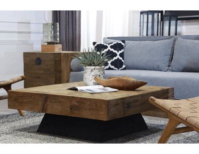 Table basse carrée en pin recyclé REWOOD