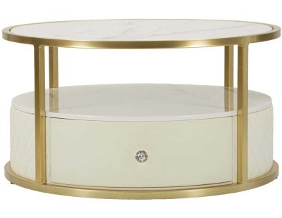 Table basse effet matelassé avec tiroir Sharon 75 x 40 cm